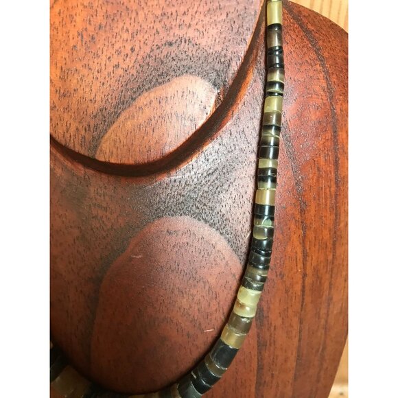 Vtg Heishi Necklace Shell Disc Shades Of Brown Discs With Various Other Gemstone - Picture 9 of 9